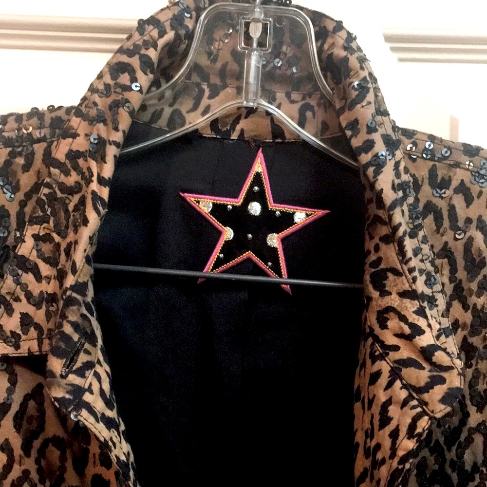 NWOT Leopard Print Sequin Jacket - Picture 3 of 10